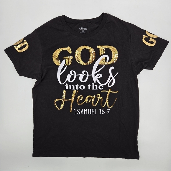 On Fire Tops - On Fire Black and Gold Graphic T-Shirt
